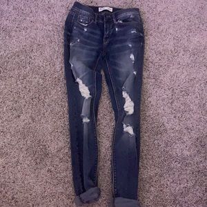 distressed low rise skinny jeans